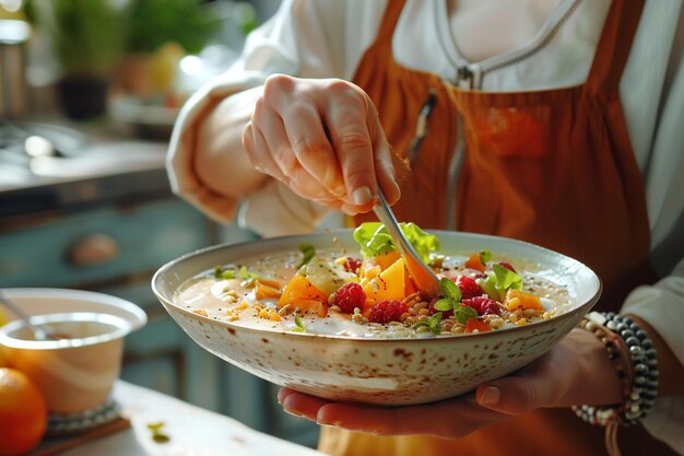 szef kuchni przygotowujący danie